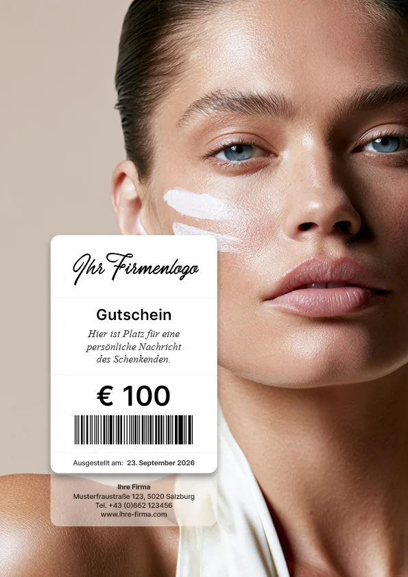 Gutscheinmotiv mit Beauty-Porträt mit Creme