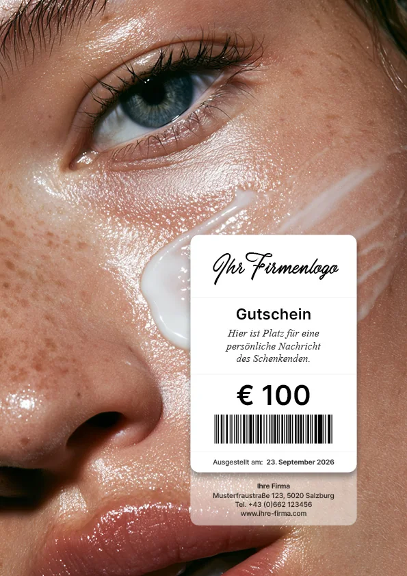 Gutscheinmotiv mit Beauty-Porträt in Nahaufnahme