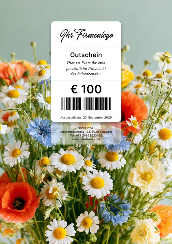 Gutscheinmotiv mit bunten Wiesenblumen