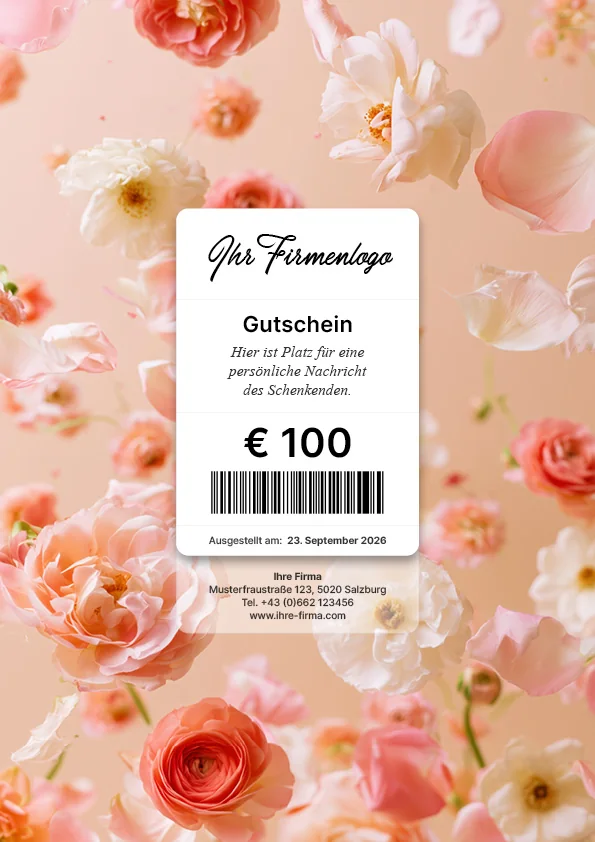 Gutscheinmotiv mit rosa Blüten