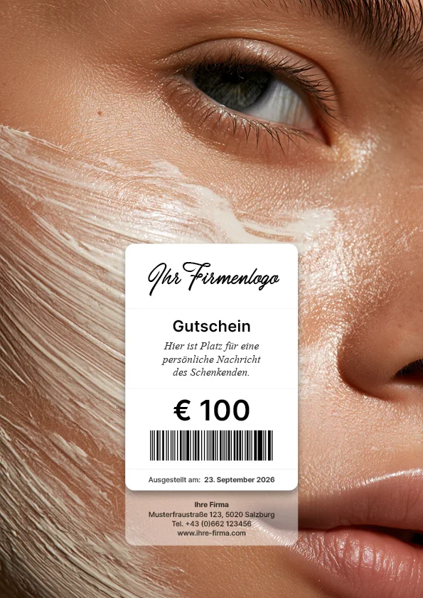 Gutscheinmotiv mit Beauty-Porträt in warmen Naturtönen