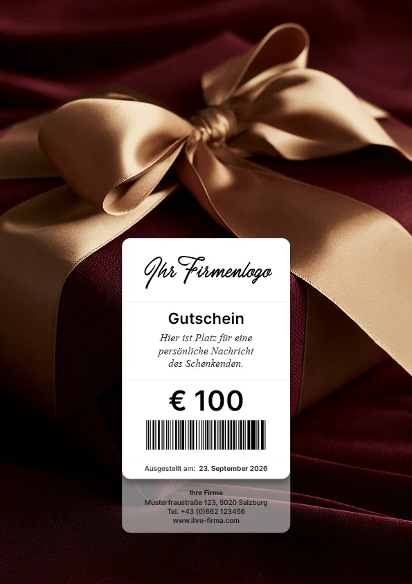 Gutscheinmotiv mit Geschenk mit goldener Schleife
