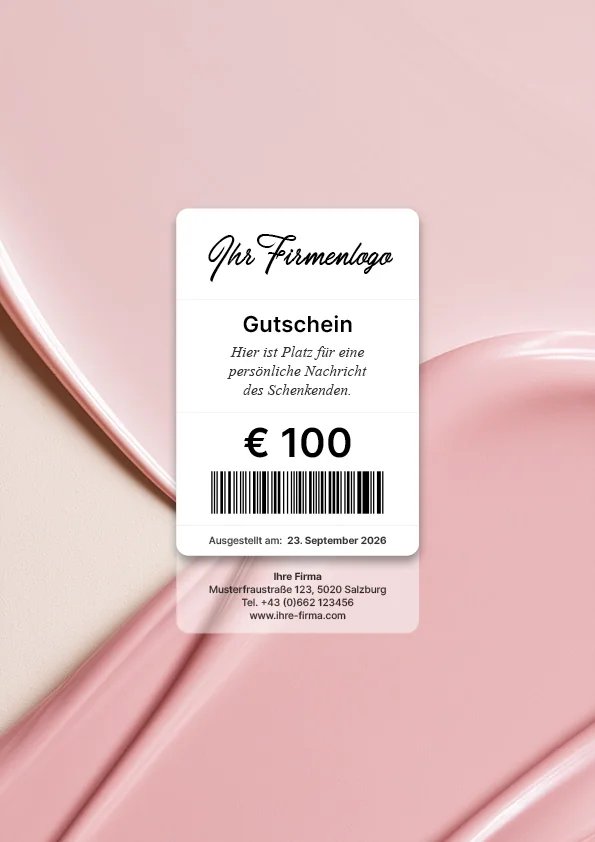 Gutscheinmotiv mit rosa Seidenstruktur