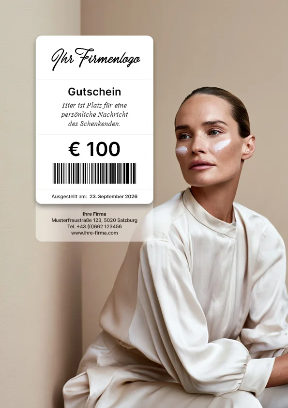 Gutscheinmotiv mit elegantem Beauty-Porträt